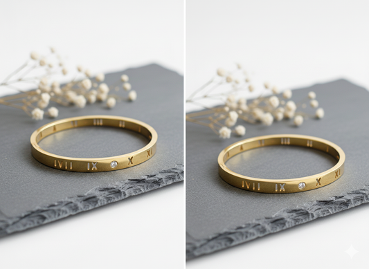 Roman Numeral Gold Bangle Bracelet