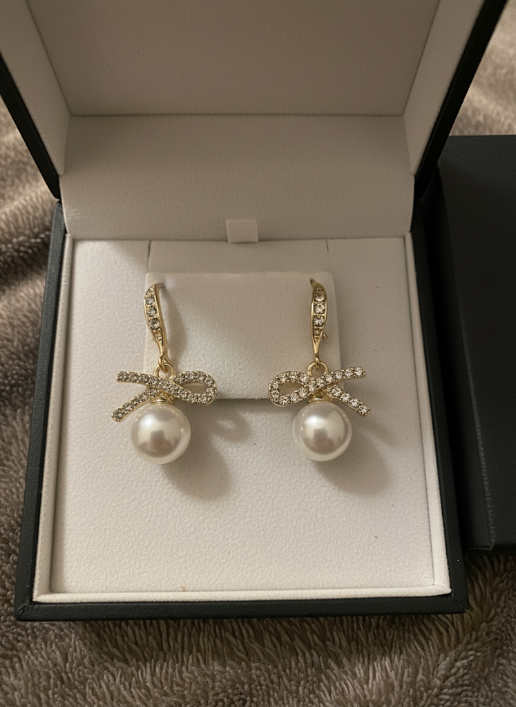 Bow Pearl Drop Earrings